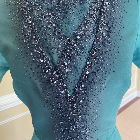 Pamella Roland Couture Blue Embellished Crystal Evening Gown 0-2 - Picture 2 of 13